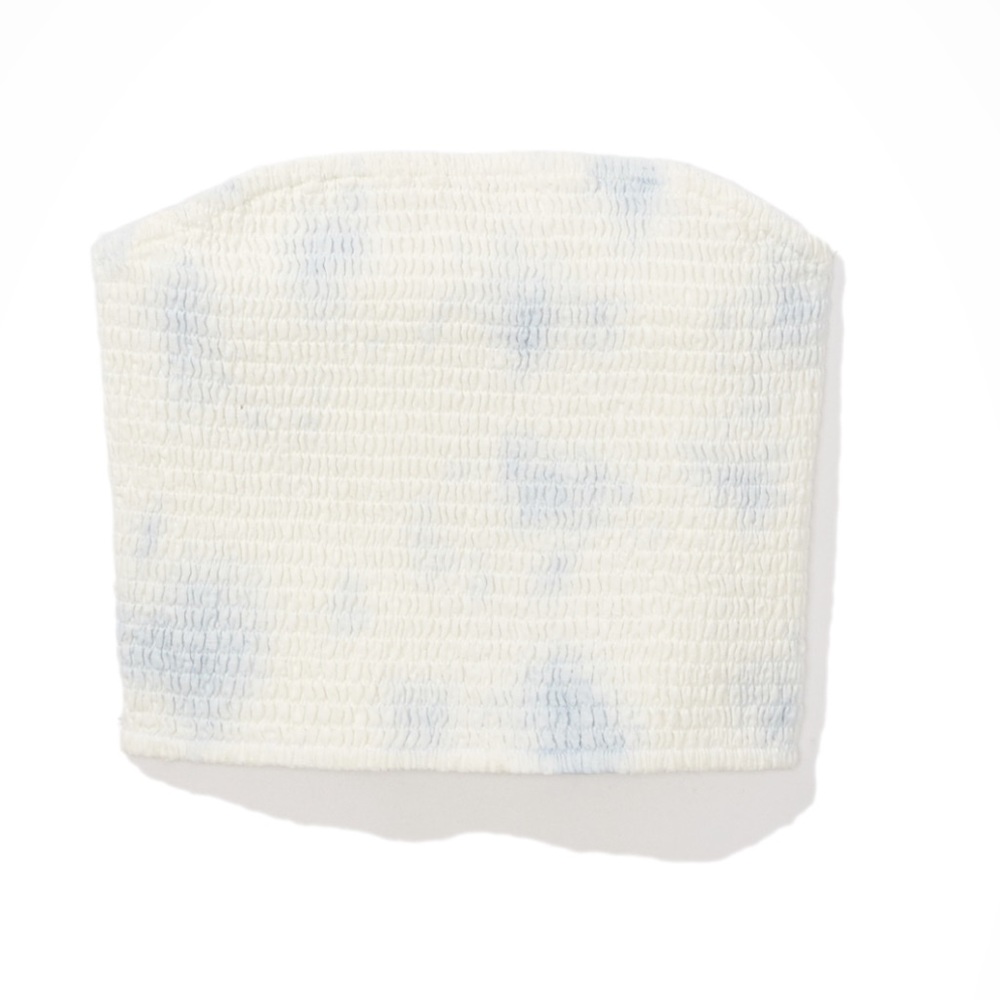 AE American Eagle Blue & White Space Dye Smocked Tube Top Size M NWT never worn
